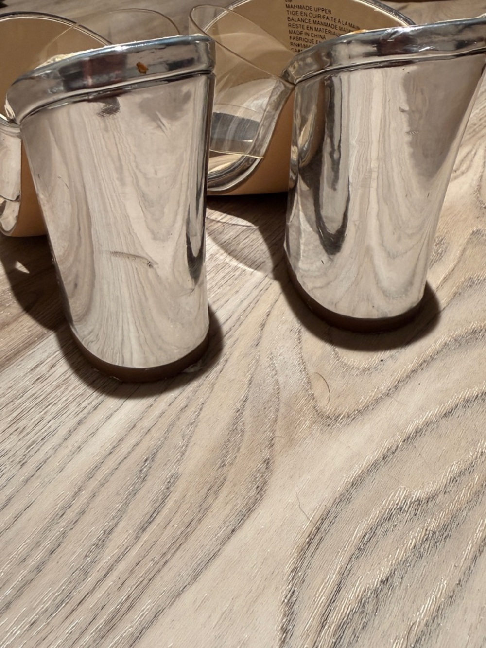Metallic silver Women’s Block Heel Mules - Picture 8 of 9